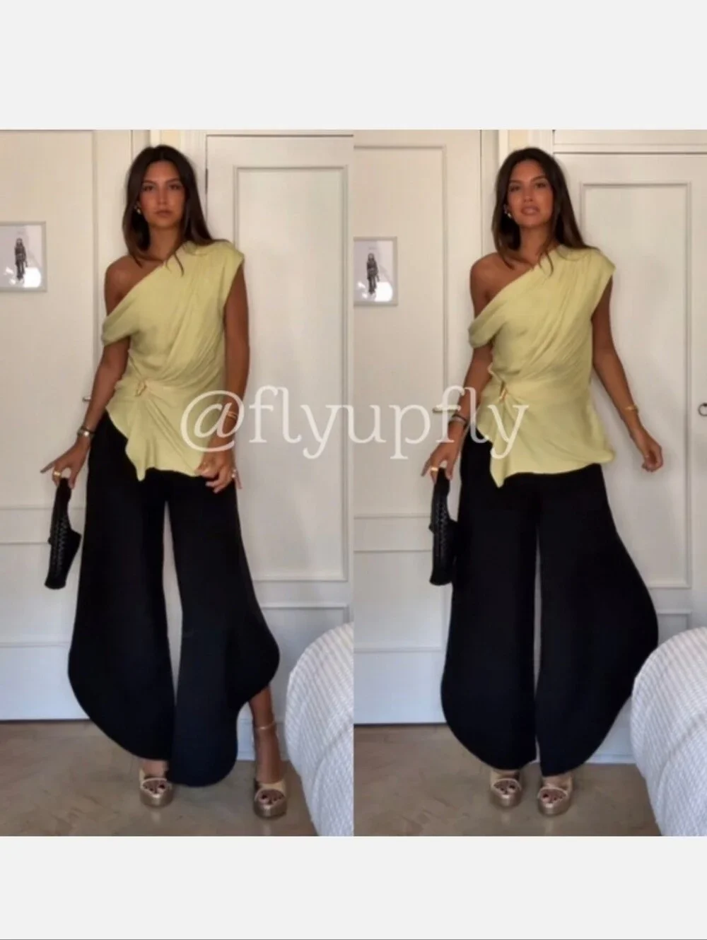 ZARA WIDE LEG PANTS WITH VENTS BLACK SIZE XL